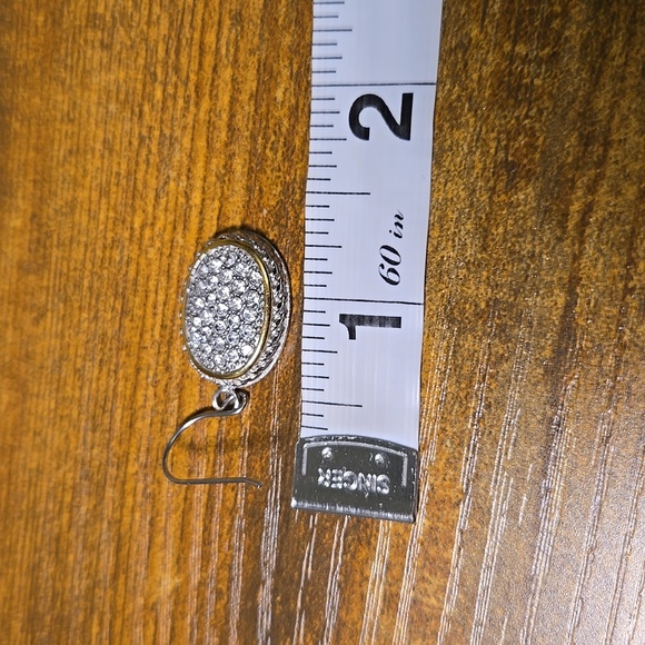 silver and gold toned earrings with gemstones - Picture 4 of 4